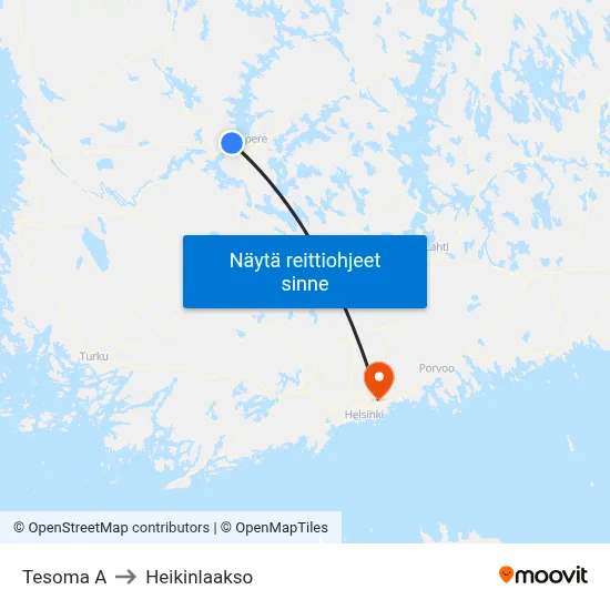 Tesoma A to Heikinlaakso map