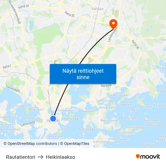 Rautatientori to Heikinlaakso map