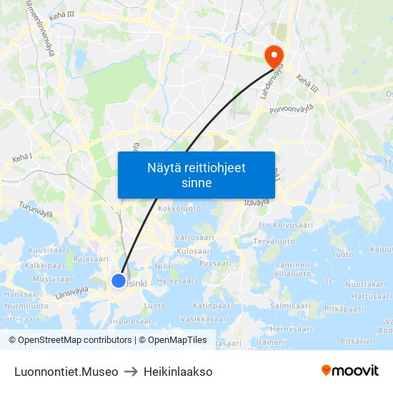 Luonnontiet.Museo to Heikinlaakso map