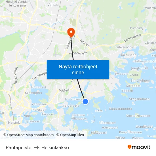 Rantapuisto to Heikinlaakso map