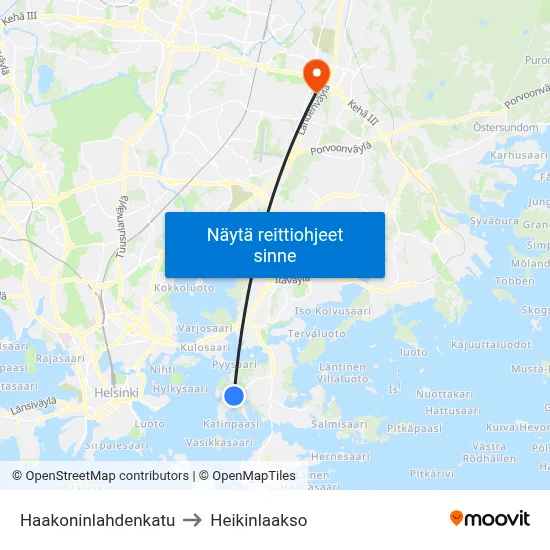 Haakoninlahdenkatu to Heikinlaakso map
