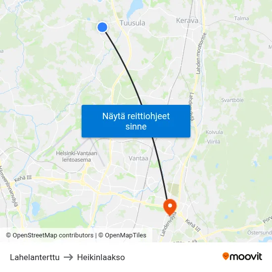 Lahelanterttu to Heikinlaakso map