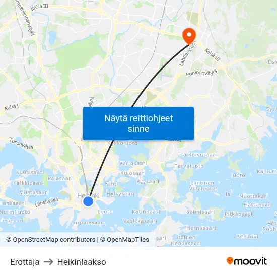 Erottaja to Heikinlaakso map