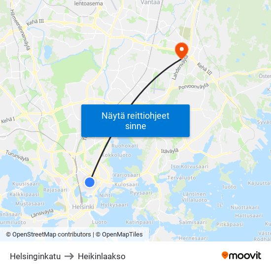 Helsinginkatu to Heikinlaakso map