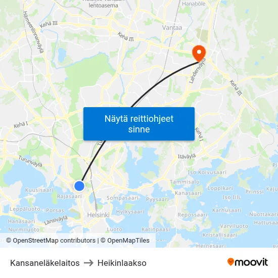 Kansaneläkelaitos to Heikinlaakso map