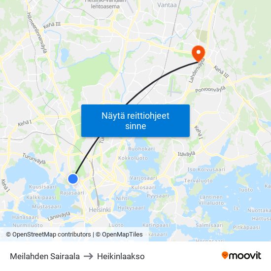 Meilahden Sairaala to Heikinlaakso map