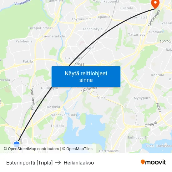 Esterinportti [Tripla] to Heikinlaakso map