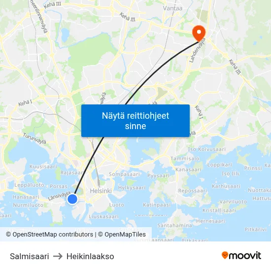 Salmisaari to Heikinlaakso map