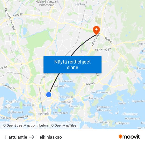 Hattulantie to Heikinlaakso map