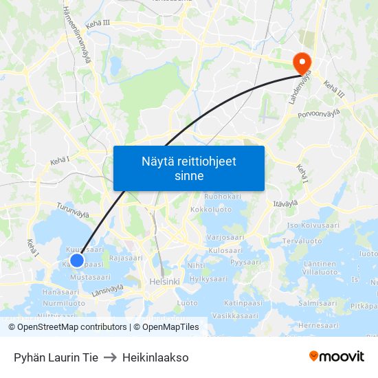 Pyhän Laurin Tie to Heikinlaakso map