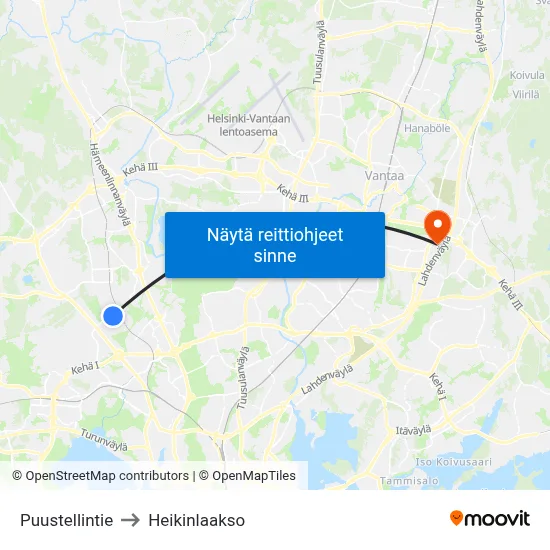 Puustellintie to Heikinlaakso map