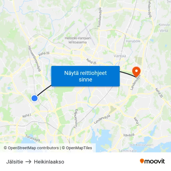 Jälsitie to Heikinlaakso map