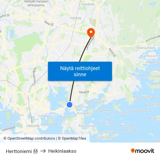 Herttoniemi Ⓜ️ to Heikinlaakso map