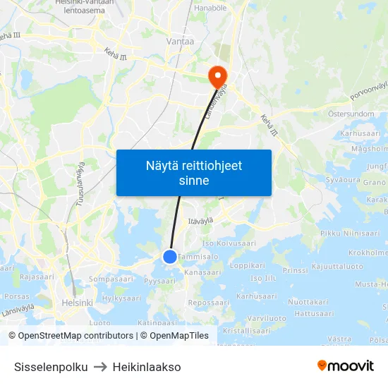 Sisselenpolku to Heikinlaakso map
