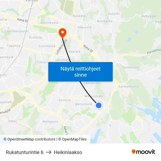 Rukatunturintie 6 to Heikinlaakso map