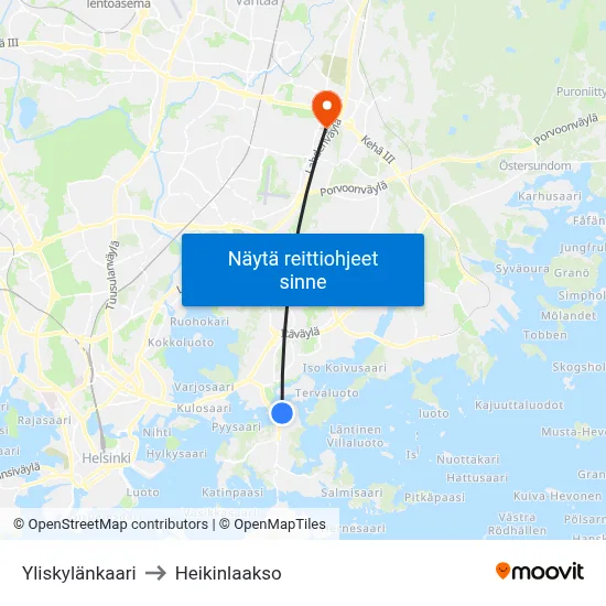Yliskylänkaari to Heikinlaakso map