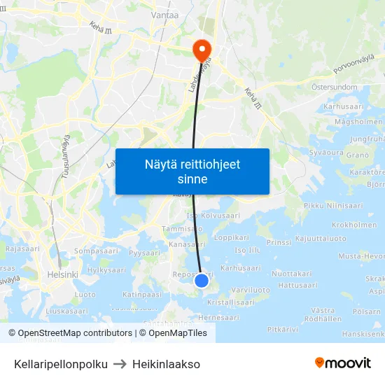 Kellaripellonpolku to Heikinlaakso map