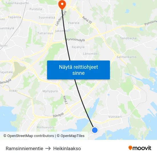 Ramsinniementie to Heikinlaakso map