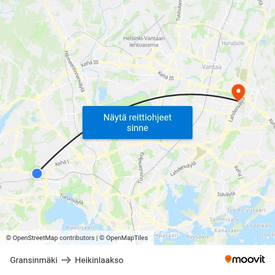Gransinmäki to Heikinlaakso map