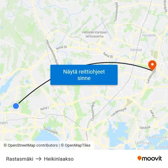 Rastasmäki to Heikinlaakso map