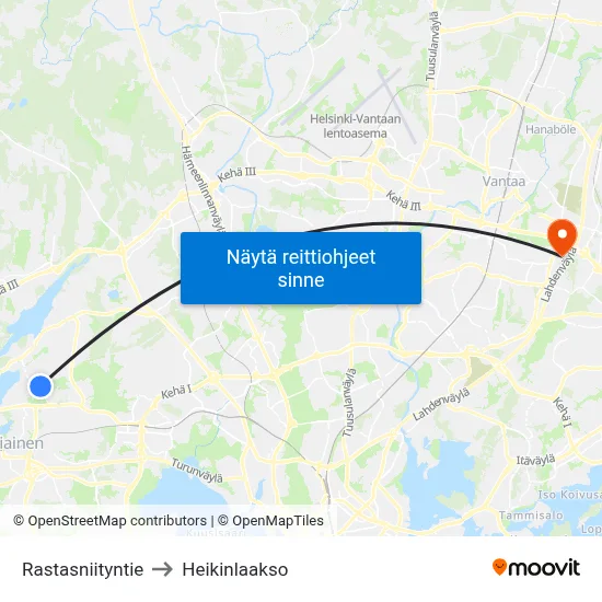 Rastasniityntie to Heikinlaakso map