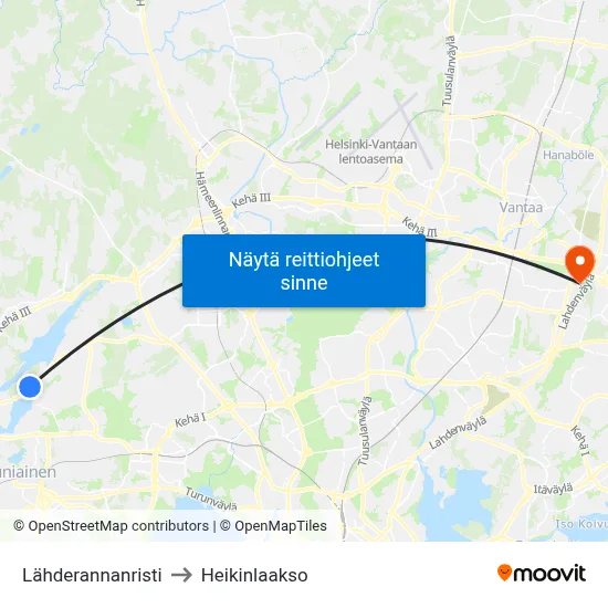 Lähderannanristi to Heikinlaakso map