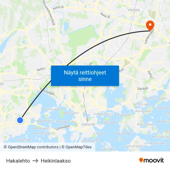 Hakalehto to Heikinlaakso map