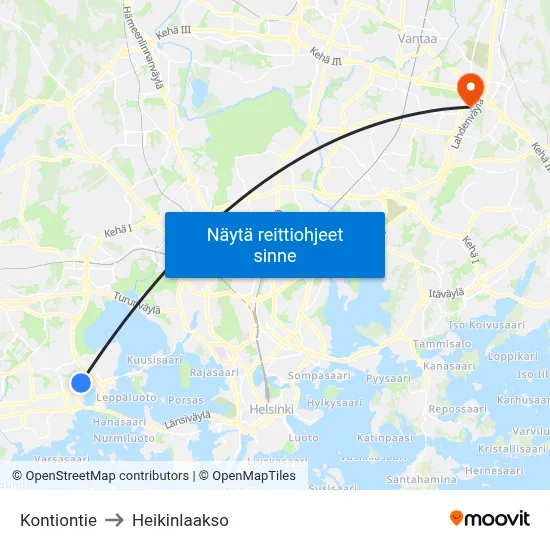 Kontiontie to Heikinlaakso map