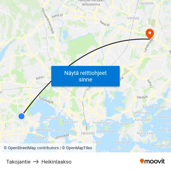 Takojantie to Heikinlaakso map
