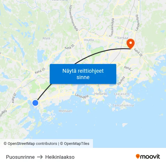 Puosunrinne to Heikinlaakso map