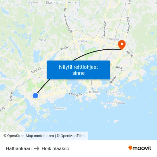 Haltiankaari to Heikinlaakso map