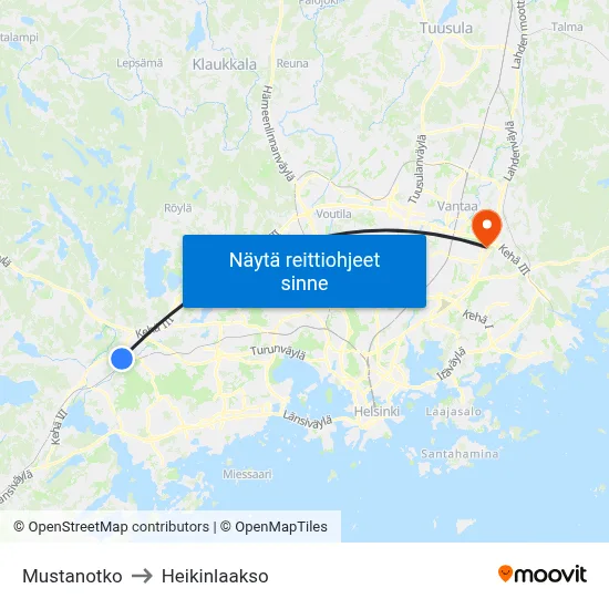 Mustanotko to Heikinlaakso map