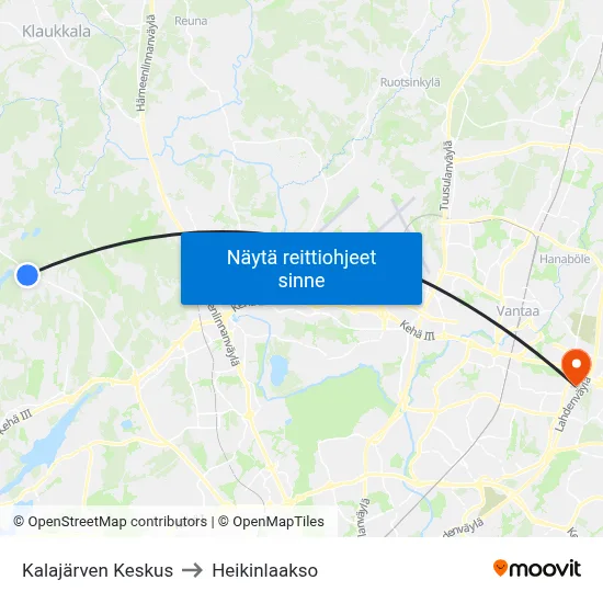 Kalajärven Keskus to Heikinlaakso map