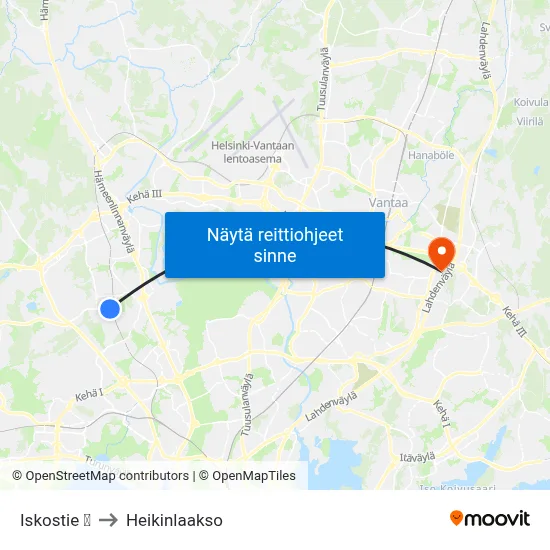Iskostie 🛍️ to Heikinlaakso map