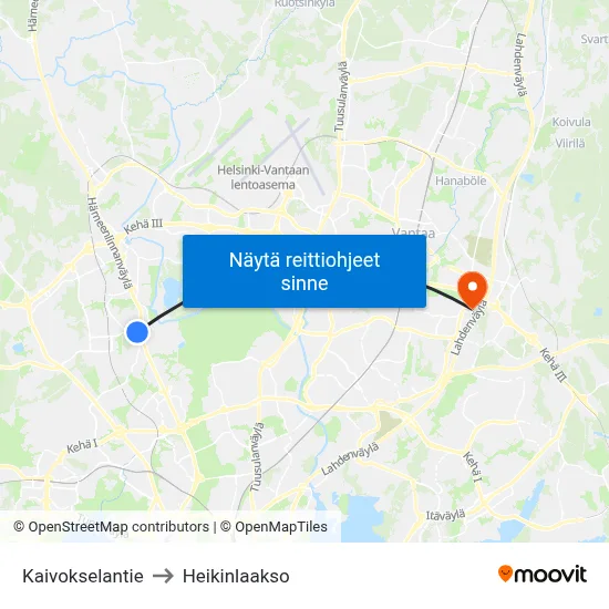 Kaivokselantie to Heikinlaakso map