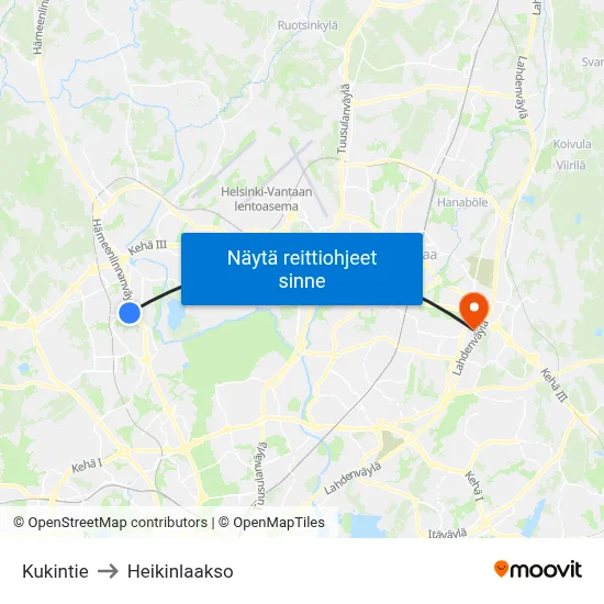 Kukintie to Heikinlaakso map
