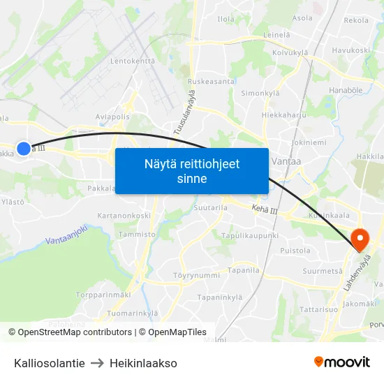 Kalliosolantie to Heikinlaakso map