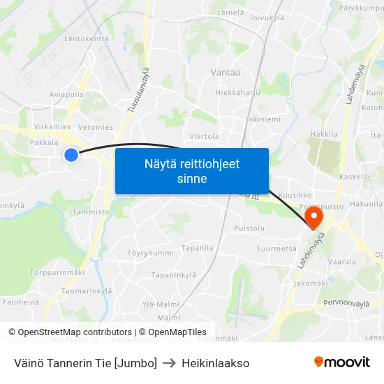 Väinö Tannerin Tie 🛍️ to Heikinlaakso map