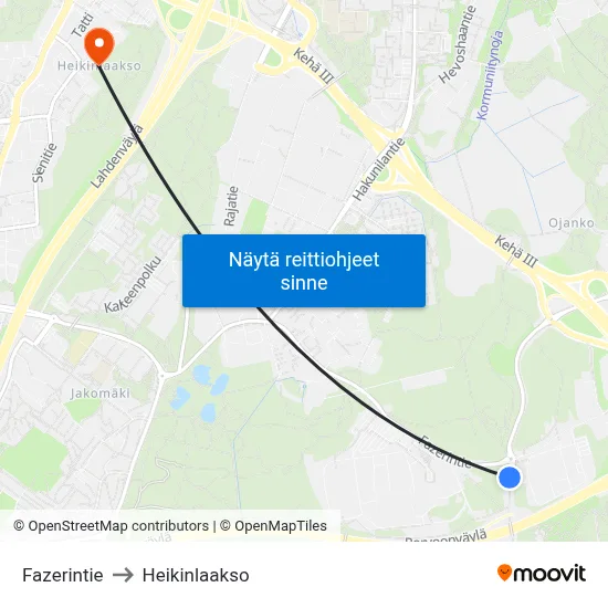 Fazerintie to Heikinlaakso map