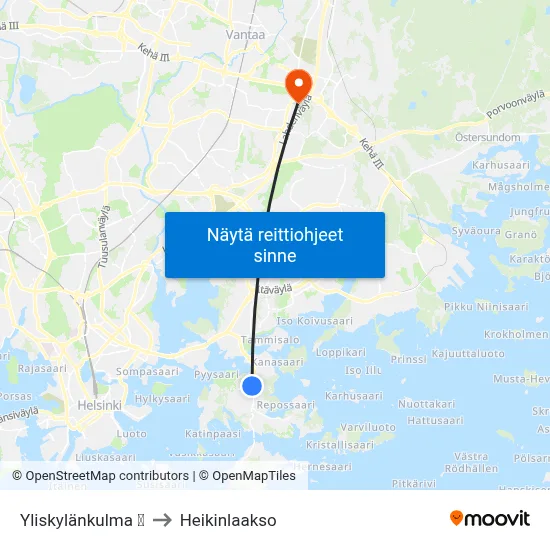 Yliskylänkulma 🏟️ to Heikinlaakso map