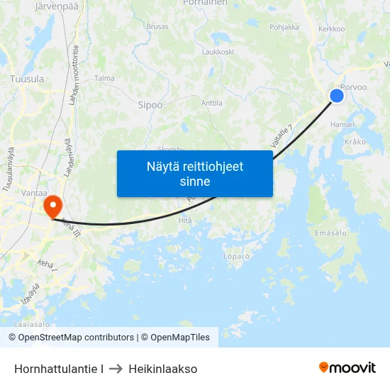 Hornhattulantie I to Heikinlaakso map