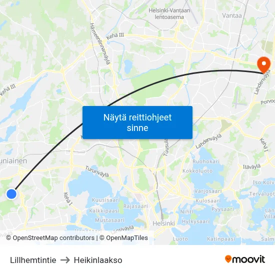 Lillhemtintie to Heikinlaakso map