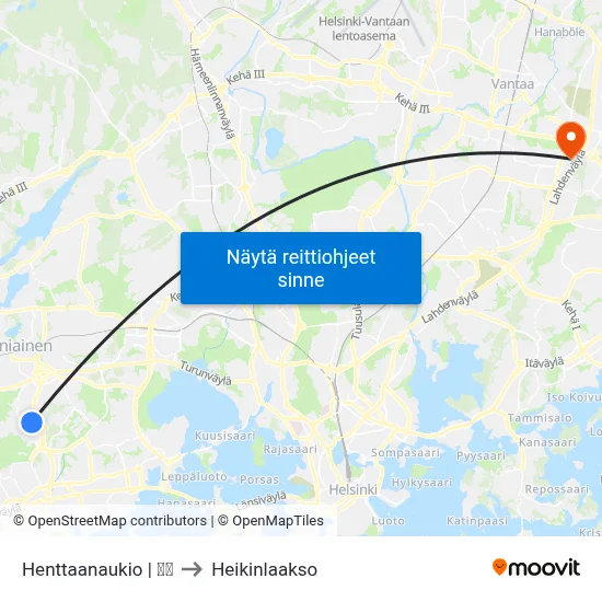 Henttaanaukio | 🏫🌳 to Heikinlaakso map
