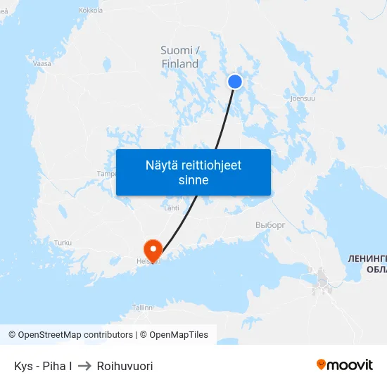 Kys - Piha I to Roihuvuori map