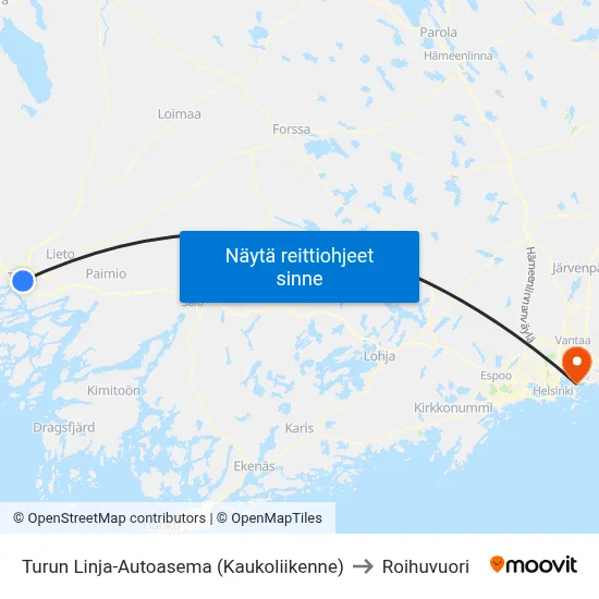 Turun Linja-Autoasema (Kaukoliikenne) to Roihuvuori map