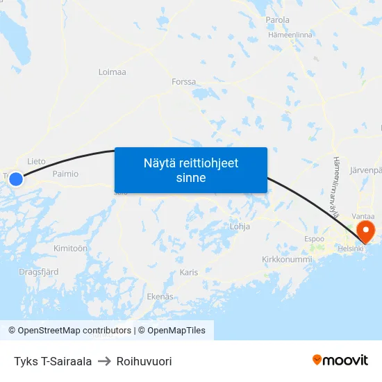 Tyks T-Sairaala | 🏥 to Roihuvuori map