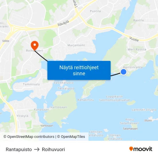 Rantapuisto to Roihuvuori map