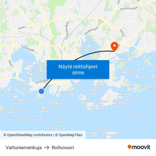 Vattuniemenkuja to Roihuvuori map