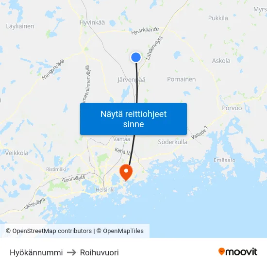 Hyökännummi to Roihuvuori map