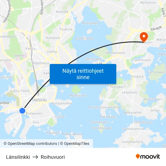 Länsilinkki to Roihuvuori map